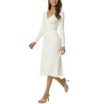thumbnail image 4 of Unique Bargains Women's Sweetheart Neck Knit Side Slit Twist Front Midi Sweater Dress M White, 4 of 6