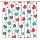 thumbnail image 1 of Cortina de ducha para el Día de San Valentín, con diseño de corazones, lunares, color rojo, verde azulado y gris, con diseño romántico de mujeres y niñas, con ganchos, 180 cm de ancho x 180 cm de, 1 of 6