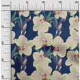 thumbnail image 1 of oneOone Georgette Viscose Fabric Leaves & Orchids Floral Print Fabric BTY 42 Inches Wide, 1 of 4