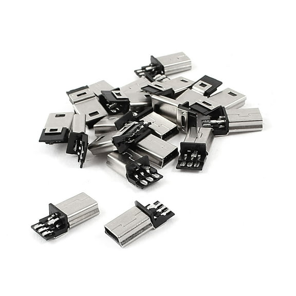 20 Pcs  USB 5Pin Type B Male Connector PCB Mounting Solder Plug Jack