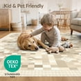 thumbnail image 4 of ODIKA 4'x6' Washable Area Rug Beige Plaid Motif Checkered Block Print Geometric Neutral Tone for Dorm Room, Small Living Stain Resistant Low Profile, Easy Care, 4 of 7