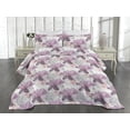 thumbnail image 2 of Ambesonne Floral Quilted Coverlet 2 Pcs, Art Hydrangea Azelea Flowers, Twin Size, Pale Eggplant Pastel Pink, 2 of 4