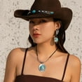thumbnail image 3 of Boho Turquoise Necklace Western Necklaces for Women Country Concert Outfits Layered Black Brown Leather Choker Western Cowgirl Outfits Jewelry, 3 of 16