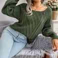 thumbnail image 3 of Women'S Casual Leopard Print Knitted Pullover Sweaters Long Sleeve Crew Neck Jumper Tops  Green S, 3 of 7