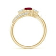 thumbnail image 2 of ANGARA Natural Ruby and Diamond Three Stone Bypass Ring in 14K Yellow Gold for Women (Size-5mm) | July Birthstone, Birthday, Anniversary, Jewelry Gift for Women | Natural Ruby Ring, 2 of 9