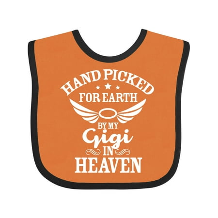 

Inktastic Handpicked for Earth by My Gigi in Heaven with Angel Wings Gift Baby Boy or Baby Girl Bib