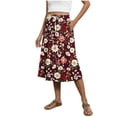 thumbnail image 2 of LIBRCLO Skirts for Women Midi Length Gradient Printed Summer Casual Skirts with Drawstring Side Pockets, 2 of 6
