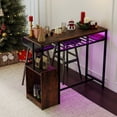 thumbnail image 4 of Gymax Rectangular Bar Table w/ Charging Station LED Light Wine Rack 2 Rows Glass Rack, 4 of 10