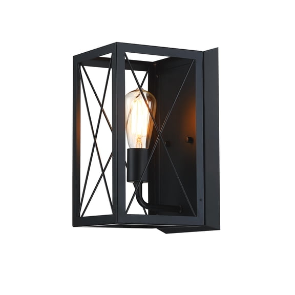 1-Light Steel Flush Mounted Sconce with Matte Black Finish