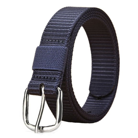 Fashion Classic Metal Buckles Outdoor Sports Canvas Belts Fabric Braided Belt Waistband NAVY BLUE