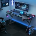 thumbnail image 4 of HLDIRECT 40 inch Gaming Desk with LED Lights, Ergonomic Gaming Table, Computer Desk, Black, 4 of 6