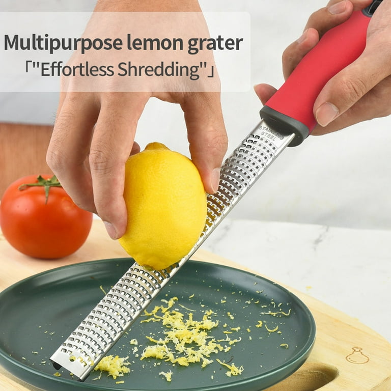 Stainless Steel Cheese Grater Hand-held Kitchen Tool with Protector & Brush  for Parmesan Cheese Citrus Lemon Chocolate 