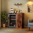 thumbnail image 3 of Herture Mini Fridge Cabinet with Storage, Coffee Bar Cabinet with Power Outlet, Fits 24" Wine Fridge, 3-Tier Organizer, Refrigerator Stand for Kitchen, Apartment, or Home Bar Brown KH01MRN, 3 of 6