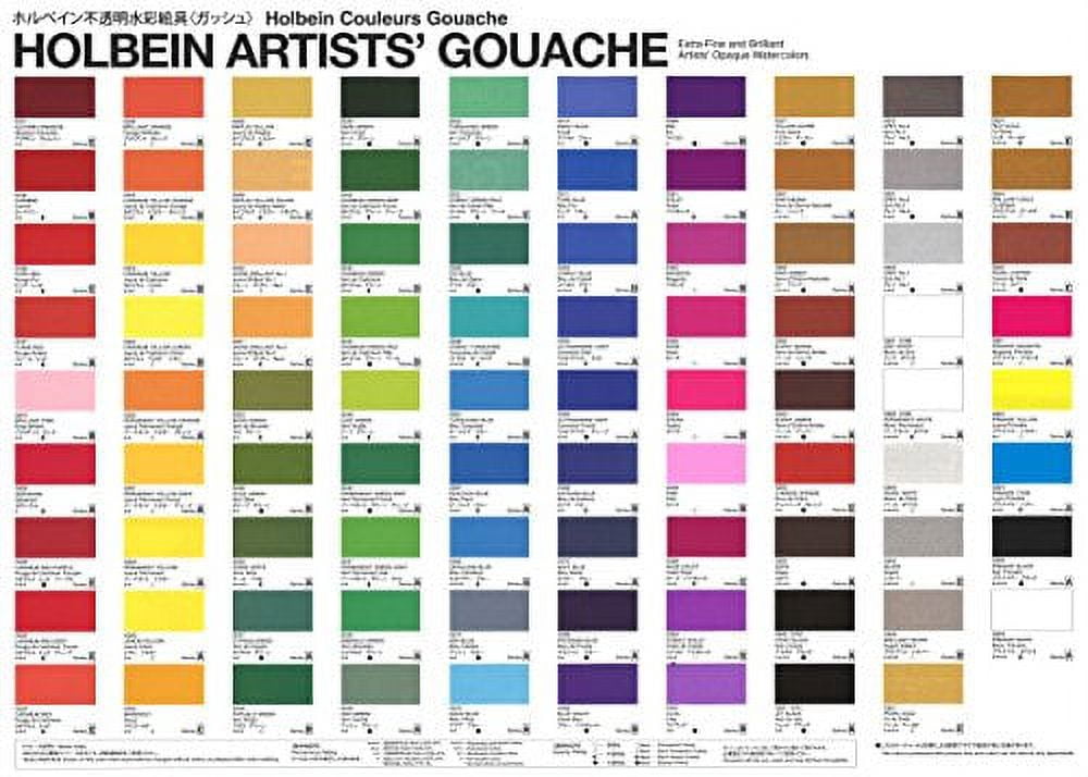 Holbein Artists' Gouache - Set of 12, Assorted Colors, 15 ml Tubes