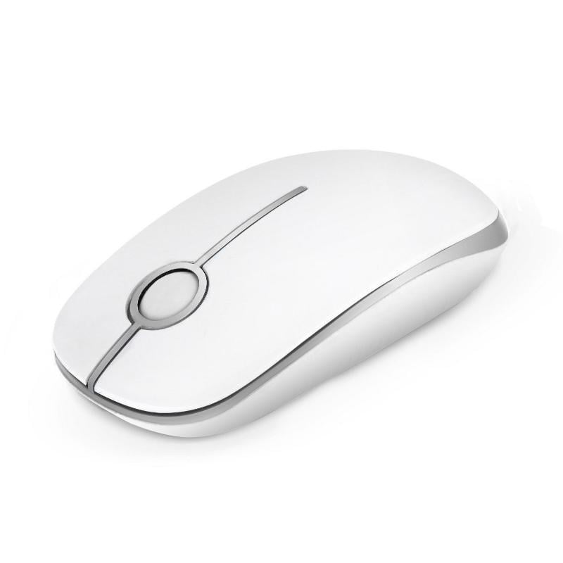 Jelly Comb 2.4G Slim Wireless Mouse with Nano Receiver - White and silver