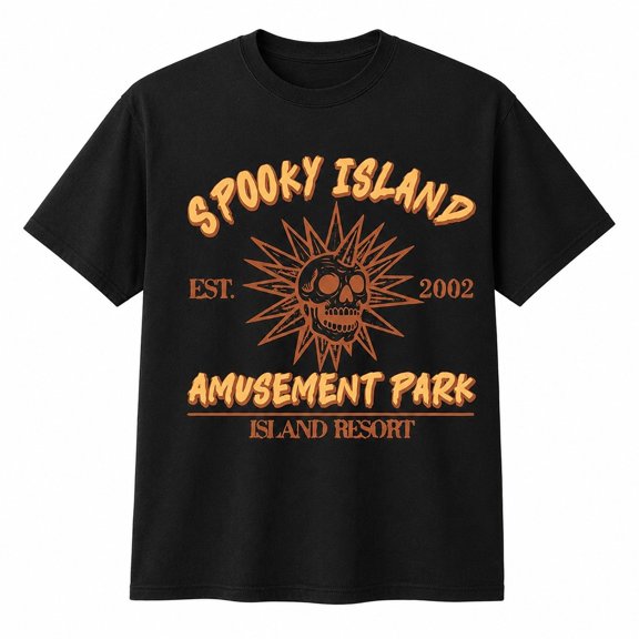 Veylor Haus Adult Retro Spooky Island Graphic, Unisex Classic Fit Cotton Tee