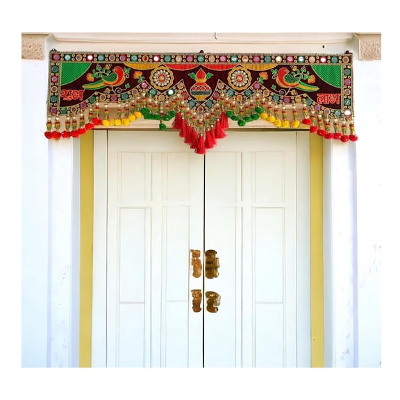 Traditional Handmade Entrance Main Door Hanging Bandarwal Decorations Toran, 36 inch