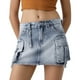 thumbnail image 1 of Falda cargo vaquera desgastada slim fit para mujer - Elegante falda vaquera ajustada de cintura alta - S-XL, 1 of 6