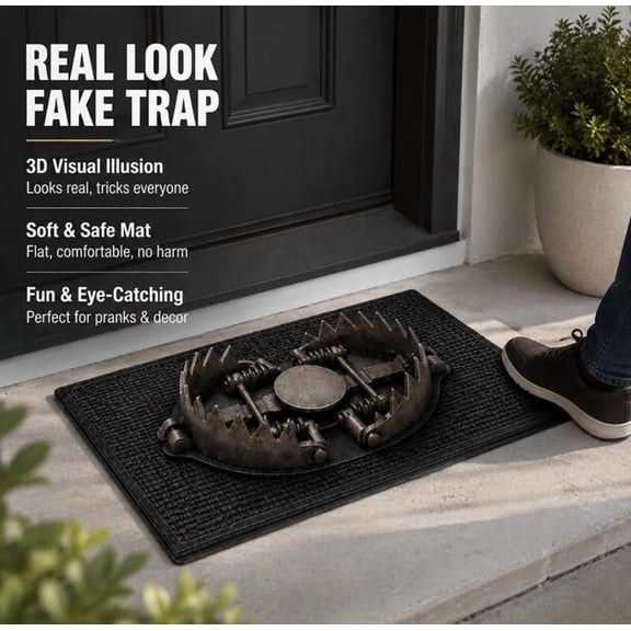 Trick Trap 3D Illusion Door Mat,Realistic 3D Look Entrance Mat with Playful Trap Design,Statement-Making Door Mat for Front Door Hallway Entryway,Fun Home Accent with Multiple Sizes Available (S)