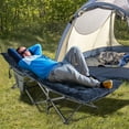 thumbnail image 2 of Gymax Wide Foldable Camping Cot Heavy-Duty Steel Sleeping Cot w/Sleeping Mattress Navy, 2 of 10