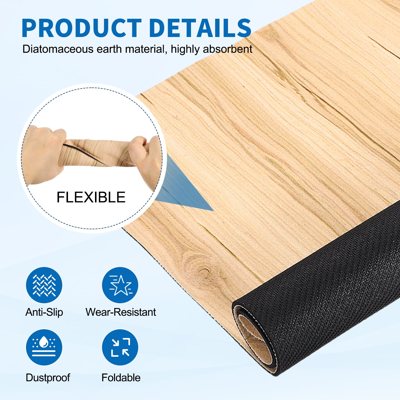 Washer and Dryer Top Protector Mat 24" x 20", 2Pack - Non-Slip, Quick Drying Rubber Washing Machine Top Cover Pad for Home Kitchen Laundry Room, Wood Grain