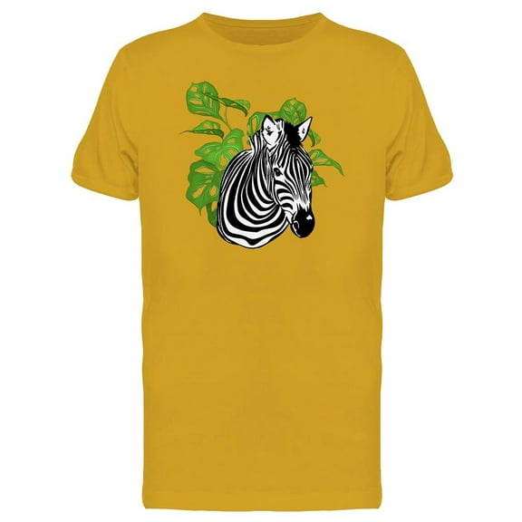 Zebra Tropical Plants Drawing T-Shirt Men -Image by Shutterstock, Male XX-Large