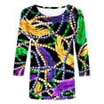 thumbnail image 4 of Outfmvch Chemises Mardi Gras pour Femmes, Manches 3/4 Hauts pour Femmes, Tenue Mardi Gras pour Femmes, Blouses pour Femmes, Hauts d'Entraînement pour Femmes, Tunique Graphique de Carnaval Manches 3/4 Col Rond Blouse Verte 2TG, 4 of 5