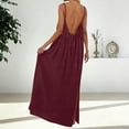 thumbnail image 5 of Cami Dresses for Women Sleeveless Cami Lounge Dress Backless Summer Split Dress Beach Maxi Sundresses with Back Tie, 5 of 7