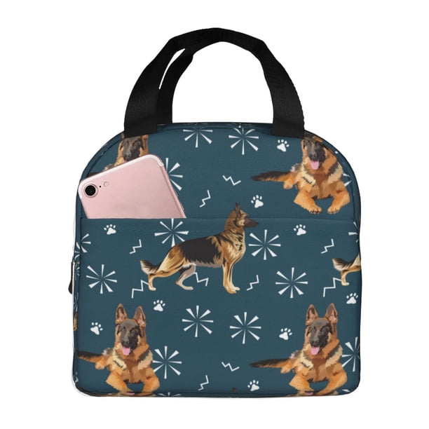 Easygdp German Shepherd Dog Bolsa Térmica Premium - Tela Oxford Impermeable, Gran Capacidad, Bolsillo Frontal, Unisex para Trabajo, Escuela, Actividades al Aire Libre y Picnics
