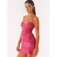 thumbnail image 4 of Women'S Sequined Sparkling Rhinestone Dress Sleeveless Backless Deep V Neck Short Dress Party Outfit Rose Red S, 4 of 5