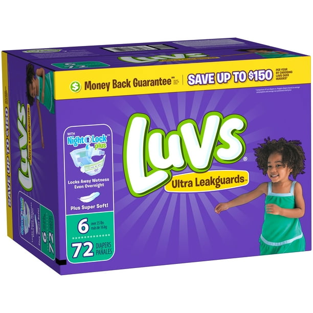 Luvs Ultra Leakguards Diapers, Size 6, 72 Diapers - Walmart.com