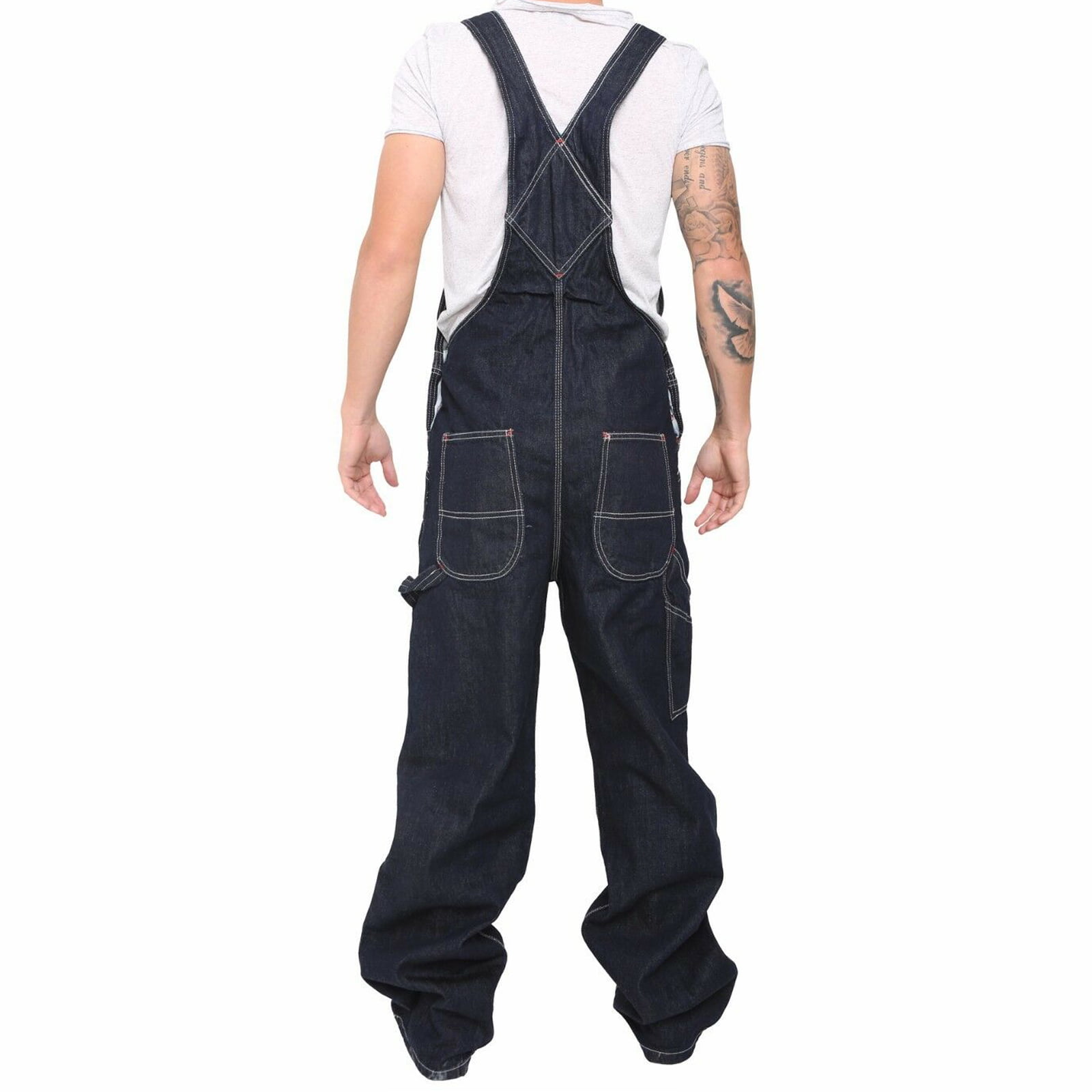 LASPERAL Mens Denim Dungarees Jeans Bib and Brace Overall Pro Workwear Pants Combat Cargo Jumpsuits 
