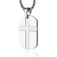 thumbnail image 1 of Collar con colgante con etiqueta de perro cruzada de acero inoxidable, versión bíblica de fuerza, 1 of 5