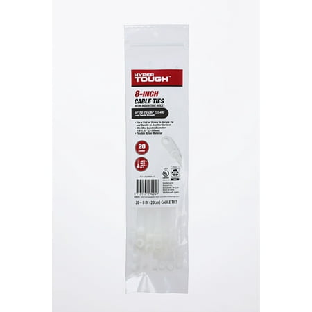 Hyper Tough 8inch Mounting Cable Tie Natural 20Pcs