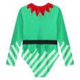 thumbnail image 5 of TiaoBug Kids Girls Candy Cane Costume Stripes Santa Helper Leotard Gymnastics Dance Bodysuit Green 8, 5 of 6