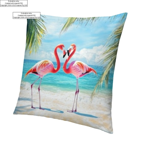 BCIIG Flamingos Beach Palm Trees Short Plush Throw Pillow Cover Home Furnishing 12x12in