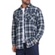 thumbnail image 4 of Camisas de hombre de ajuste slim con botones y bolsillo en colores contrastantes, de cuadros, de manga larga, en azul marino y blanco, 4 of 7
