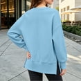 thumbnail image 7 of Falkdiz Long Sleeve With Mitten-Style Cuffs Shirts for Girls Outdoor Winter Tops Warm Comfy Casual Solid Color Girls Pullover Crew Neck , Light Blue , Size: 5-6 Years, 7 of 7