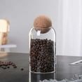 thumbnail image 4 of Harlier 1000ML Glass Storage Jar with Ball Cork Lid, Clear Glass Canisters with Cork Ball, Cute Decorative Round Glass Bottles with Airtight Wooden Lid for Spice, Sugar, Salt, Tea, Nuts,Etc, 4 of 9