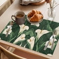 thumbnail image 3 of Summer Flower Placemats Set of 4, Retro Lily Leaf White Floral Watercolor Non-Slip Place Mats Washable Table Mats for Kitchen Dining Table Decorations Indoor/Outdoor, 3 of 9