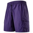 thumbnail image 4 of MIXUE Mens Shorts Summer Solid Color Sunscreen Sports Breathable Quick Drying Casual Loose Comfortable Trendy Pocket Mens Workout Shorts Daily-Wear,Purple,XXXL, 4 of 5
