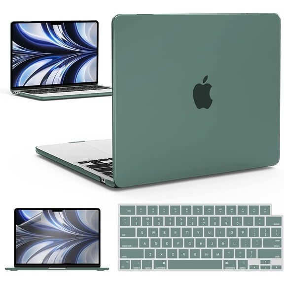 IBENZER MacBook Air 13 inch case 2025 2024 2023 2022 M5 A3449 M4 A3240 M3 A3113 M2 A2681, Hard Shell Case with Keyboard Cover & Screen Film, Midnight Green, W-MAT13-KK-MTGN 2