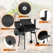 YRLLENSDAN 43 Inch Charcoal Grills with Smoker, BBQ Pit BBQ Grill Charcoal Outside Grill for 6-10 People, Offset Smoker, Braised Roast, Patio and Backyard Picnic Grill, Black