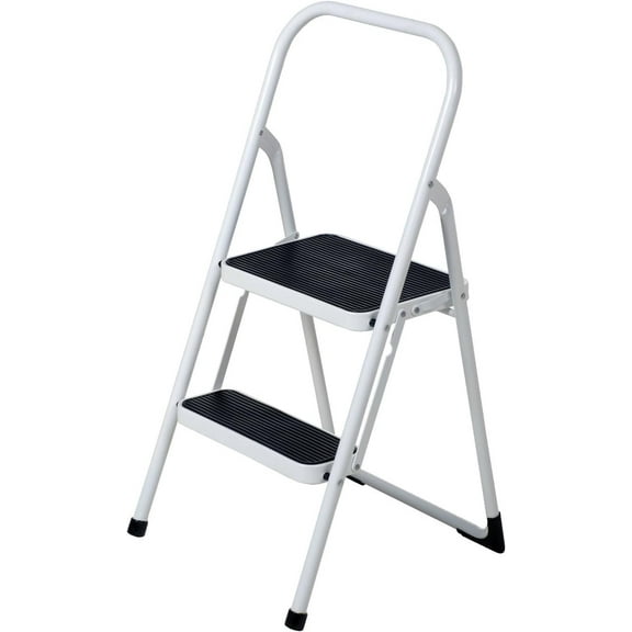 UNIWARE Above Edge Aluminum A-Frame 2 Step Ladder, Silver, 21” Height, 280 lb Maximum Load