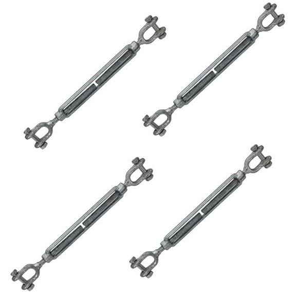 Galvanized Turnbuckle - Jaw & Jaw - 3/8" x 6" - 4 Pack
