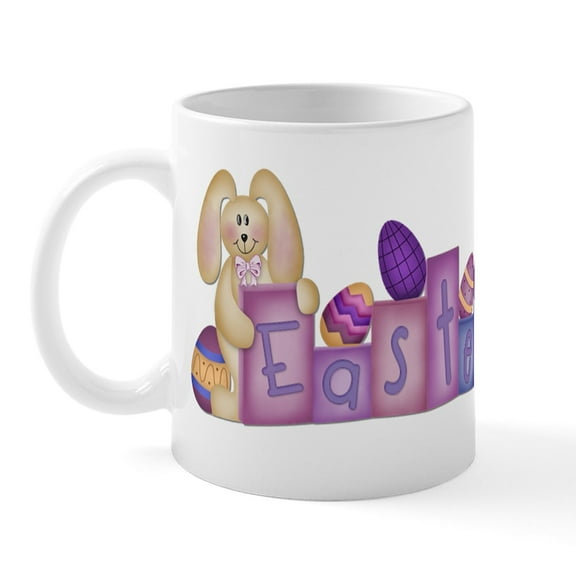 CafePress - Cute Bunny Easter Block's Mug - 11 oz Ceramic Mug - Novelty Coffee Tea Cup