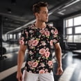thumbnail image 3 of Wukai Rose Flowers Print Men's Short-Sleeved Mesh T-Shirt,Quick-Dry Short Sleeve Workout T-Shirt-Small, 3 of 8