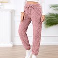 thumbnail image 6 of YOIAVAIOY Women's Fleece Pants Winter Warm Lounge Athletic Pant Soft Comfy Joggers Fuzzy Plush Bottoms with Pockets Pink XXL, 6 of 10