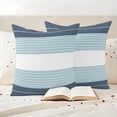 thumbnail image 3 of Haze Blue Aqua Stripe Outdoor Waterproof Pillow Covers, Modern Art Horizontal Striped Decorative Square Throw Pillowcase Sofa Cushion Sham for Patio/Couch/Chair, 18"x18" 2 Pack, 3 of 8
