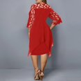 thumbnail image 5 of Plus Size Women Midi Dress Hollow Out Casual Cocktail Dress For Summer Autumn, 5 of 5
